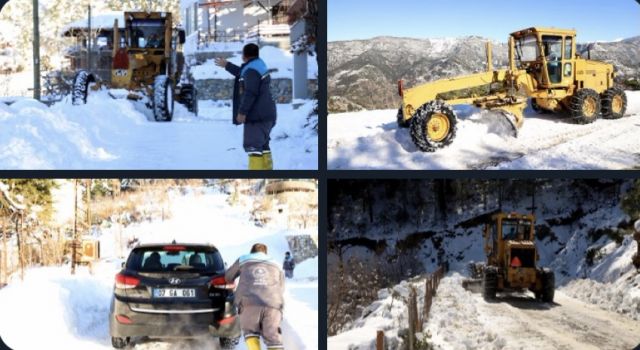 ALANYA BELEDİYESİ’NDEN YAYLALARDA KAR MESAİSİ KARDAN MAHSUR KALANLAR KURTARILIRKEN KAPANAN YOLLAR AÇILDI