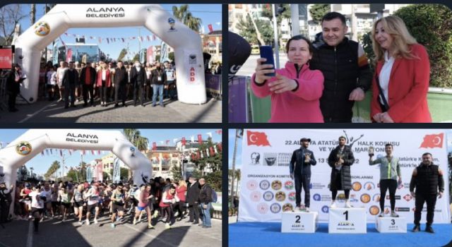 22. ALANYA ATATÜRK HALK KOŞUSU VE YARI MARATONU YAPILDI